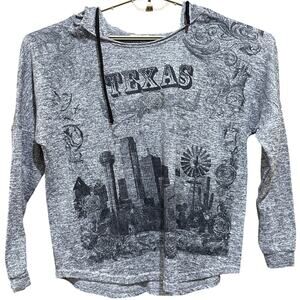 Sweet Gisele Women Hoodie Size XL Gray Texas Studded Lightweight